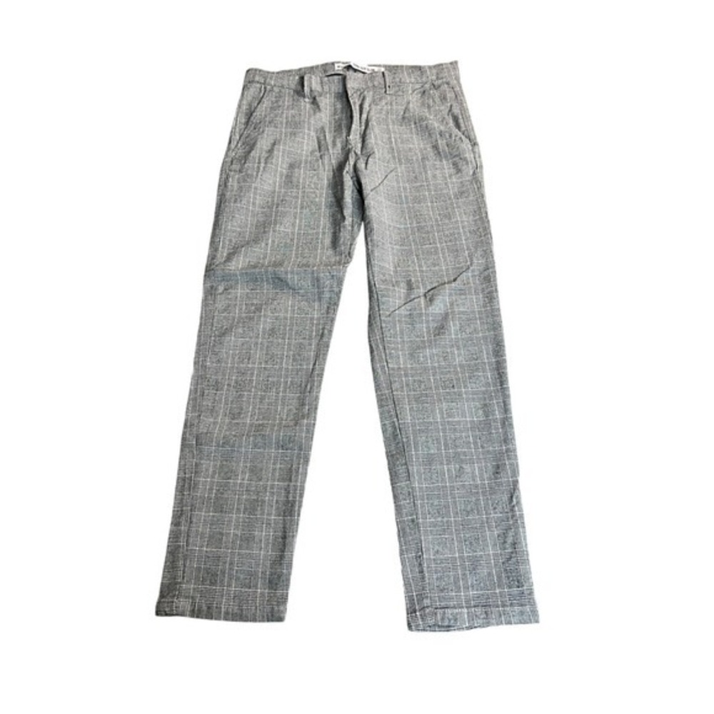 Denim&Co Men's Stretch‎ Slim Plaid Dress Pants W32 L30 Gray Black White